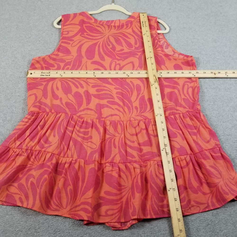 Ashley Stewart Top Womens 14W 16W Orange Pink Floral Sleeveless See Through Thin - Picture 8 of 9